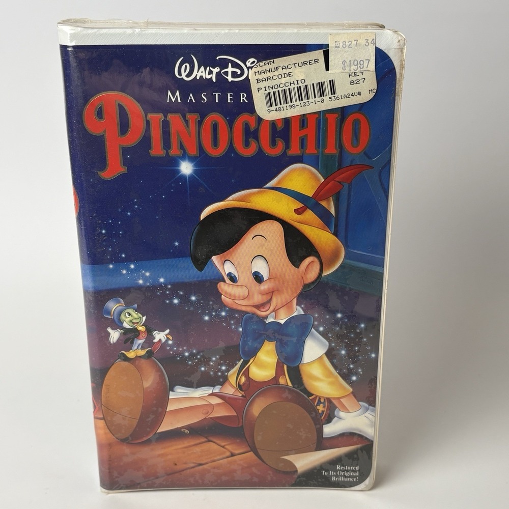Vintage VHS Walt Disney's Pinocchio with Clamshell Case Sealed New